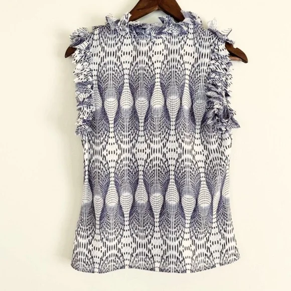 St. John Couture Sleeveless Ruffled Feather Blouse Size 2 or Extra Small - Picture 3 of 11